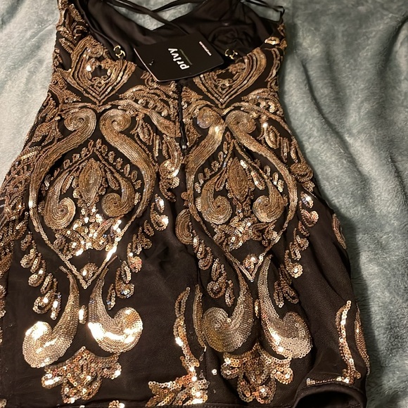 New with Tags Privy Black Gold Sequin Dress (S) - Picture 4 of 5